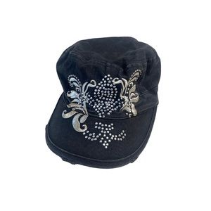 90’s Style Balck Silver Stone Cap Hat, One Size, Not adjustable